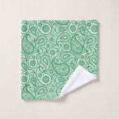 Witte en groene  paisley met strepen bad handdoek (Wasdoekje)