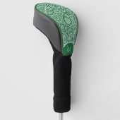 Witte en groene paisleypatroon golfheadcover (Schuin)