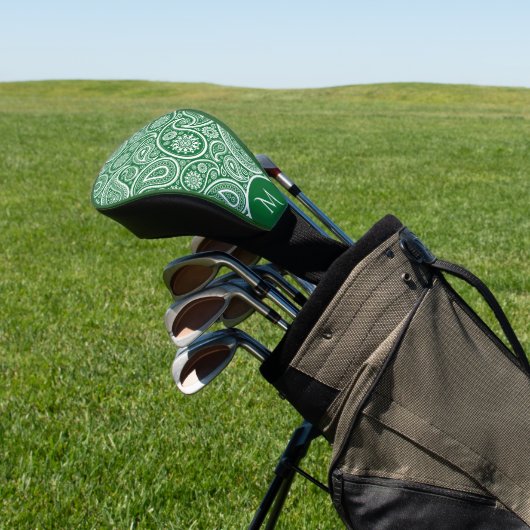 Witte en groene paisleypatroon golfheadcover (Insitu)