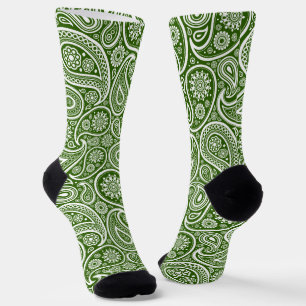 Witte en groene  paisleypatroon sokken