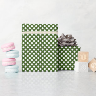 Witte en Groene Polka Dots Cadeaupapier