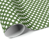 Witte en Groene Polka Dots Cadeaupapier (Rol Hoek)