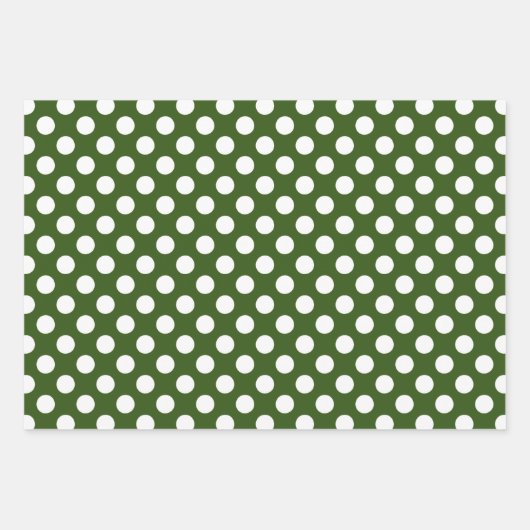 Witte en Groene Polka Dots Inpakpapier Vel (Voorkant)