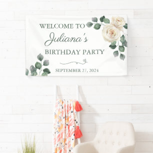 Witte en groene Rozen banner