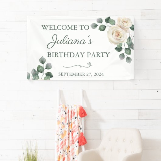 Witte en groene Rozen banner (Insitu)