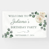 Witte en groene Rozen banner (Horizontaal)