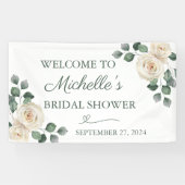 Witte en groene Rozen banner (Horizontaal)