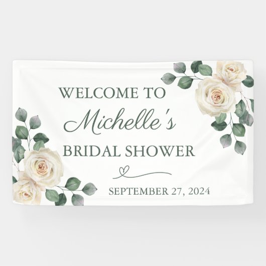 Witte en groene Rozen banner (Horizontaal)