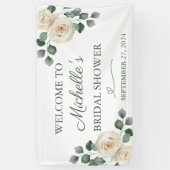 Witte en groene Rozen banner (Verticaal)