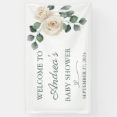 Witte en groene Rozen banner (Verticaal)