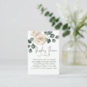 Witte en Groene Rozen Display Douche Informatiekaartje (Staand voorkant)