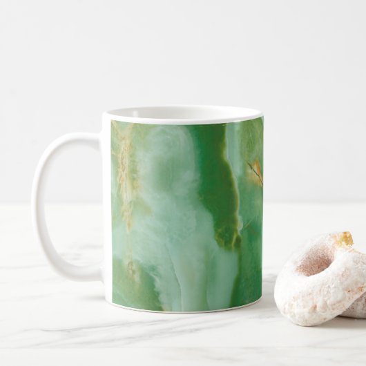 Witte en groene steenstructuur koffiemok (Met donut)