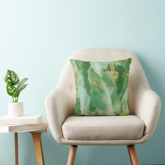 Witte en groene steenstructuur kussen (Stoel)