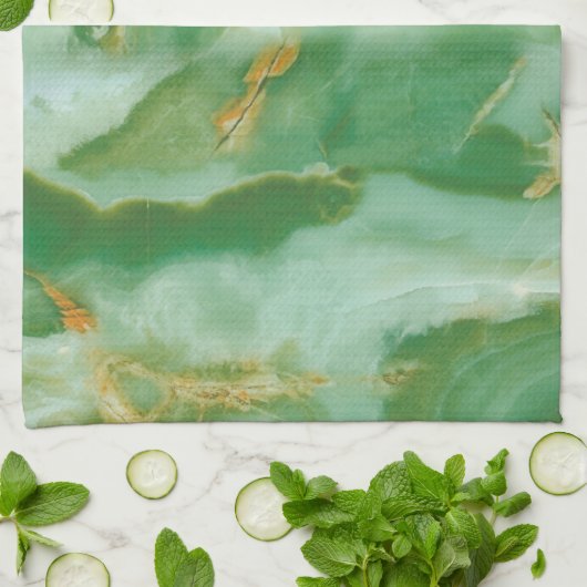 Witte en groene steentextuur theedoek (Gevouwen)