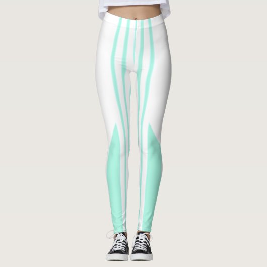 Witte en groene strepen leggings (Voorkant)