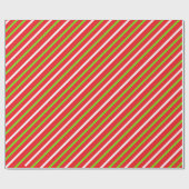 Witte en groene strepen op rode kerst cadeaupapier (Vlak)