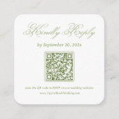 Witte en groene trouw-RSVP-Qr-code Informatiekaartje (Voorkant)