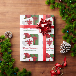 Witte en groene vakken met aangepaste tekst cadeaupapier