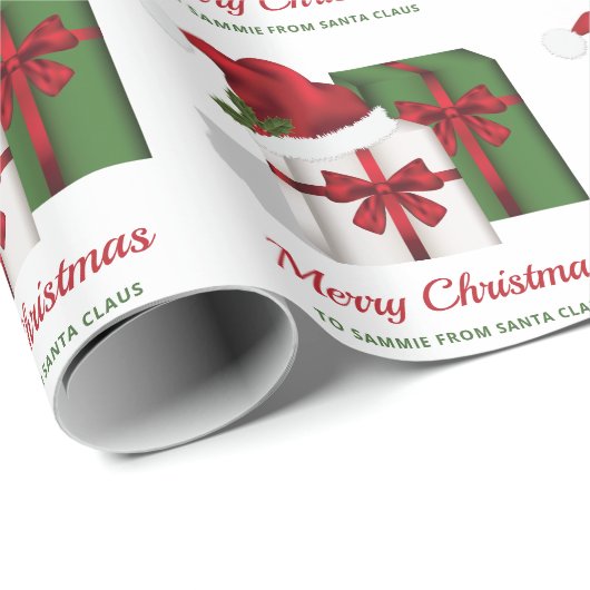 Witte en groene vakken met aangepaste tekst cadeaupapier (Rol Hoek)