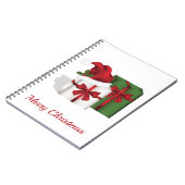 Witte en groene wasdozen met een kersthat notitieboek (Linkerzijde)