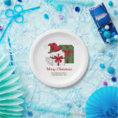 Witte en groene wasdozen met een kersthat papieren bordje (Feest)