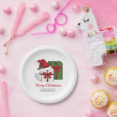 Witte en groene wasdozen met een kersthat papieren bordje (Feest)