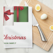 Witte en groene wasdozen met een kersthat theedoek (Quarter Fold)