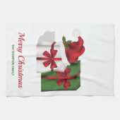 Witte en groene wasdozen met een kersthat theedoek (Horizontaal)