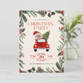 Witte en groene waterverf kerstuitnodiging kaart (Staand voorkant)