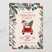 Witte en groene waterverf kerstuitnodiging kaart (Voorkant / Achterkant)