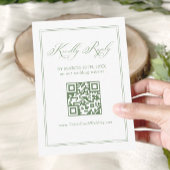 Witte en Groene Wedding RSVP QR-code Informatiekaartje
