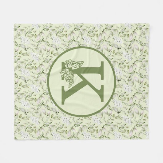 WITTE EN GROENMONOGRAM K FLEECE DEKEN (Voorkant (Horizontaal))