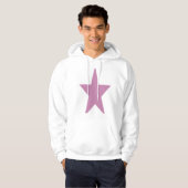 Witte en grote roze ster hoodies voor mannen (Voorkant volledig)