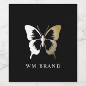Witte en Grunge Vlinder Logo Wijnlabel Wijn Etiket (Enkel label)