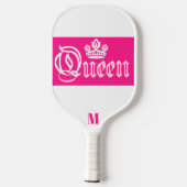 Witte en Heldere Roze Koningin Kroon Modern Monogr Pickleball Paddle (Achterkant)