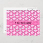 Witte en Hete Pink Fleur DE Lis Pattern Briefkaart (Voorkant / Achterkant)