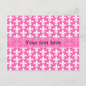 Witte en Hete Pink Fleur DE Lis Pattern Briefkaart (Voorkant)