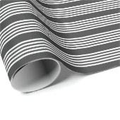 Witte en houtskool vijf strepen patroon cadeaupapier (Rol Hoek)