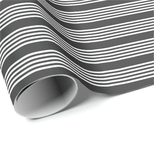 Witte en houtskool vijf strepen patroon cadeaupapier (Rol Hoek)