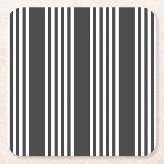Witte en houtskool vijf strepen patroon kartonnen onderzetters (Voorkant)