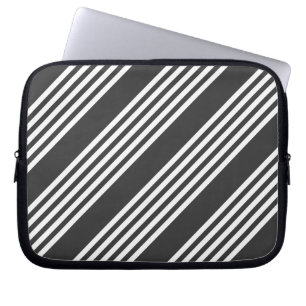 Witte en houtskool vijf strepen patroon laptop sleeve