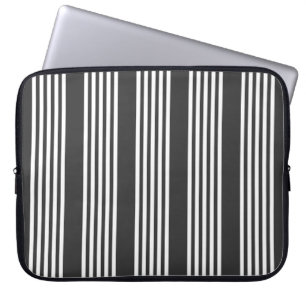 Witte en houtskool vijf strepen patroon laptop sleeve
