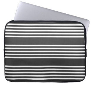 Witte en houtskool vijf strepen patroon laptop sleeve