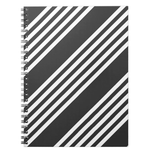 Witte en houtskool vijf strepen patroon notitieboek (Voorkant)