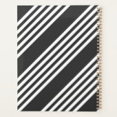 Witte en houtskool vijf strepen patroon planner (Achterkant)
