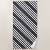 Witte en houtskool vijf strepen patroon strandlaken (Voorkant)