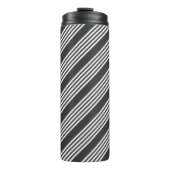 Witte en houtskool vijf strepen patroon thermosbeker (Voorkant)