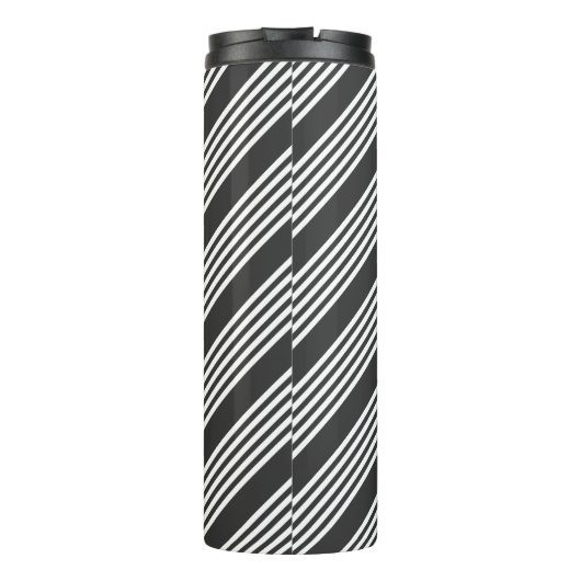 Witte en houtskool vijf strepen patroon thermosbeker (Achterkant)
