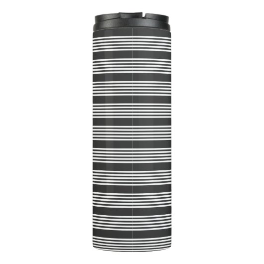 Witte en houtskool vijf strepen patroon thermosbeker (Achterkant)