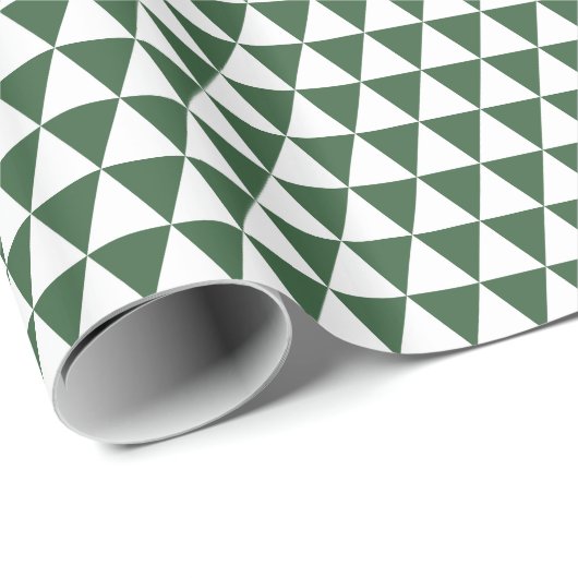 Witte en jager groene driehoeken cadeaupapier (Rol Hoek)